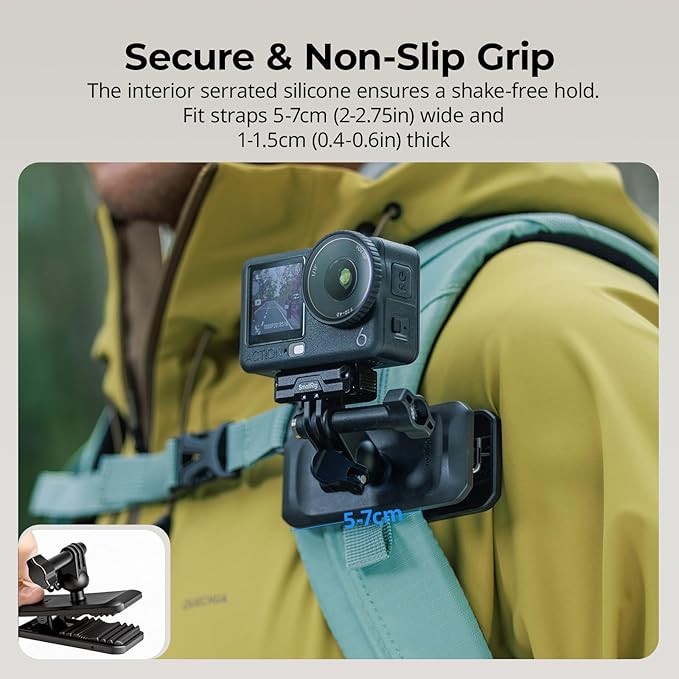 SMALLRIG Magnetic Backpack Strap Clip Mount for GoPro Hero 13/12/11/10, for DJI Osmo Nano Action 6/5 Pro/4/3/Pocket 3, for Insta360 X5/4/3/Ace Pro 2, with Ball Head Adapter Base Mantis Hook - 5722