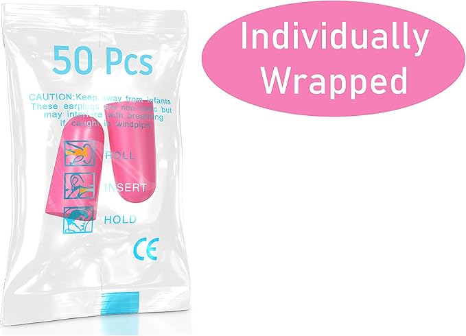 Foam Small Ear Plugs 50 Pair - 30db Disposable Ear Plugs for Noise Reduction Kids Women Children Baby Toddler - Side Sleepers Music Work Airplane Kids Concert Ear Protection Bulk