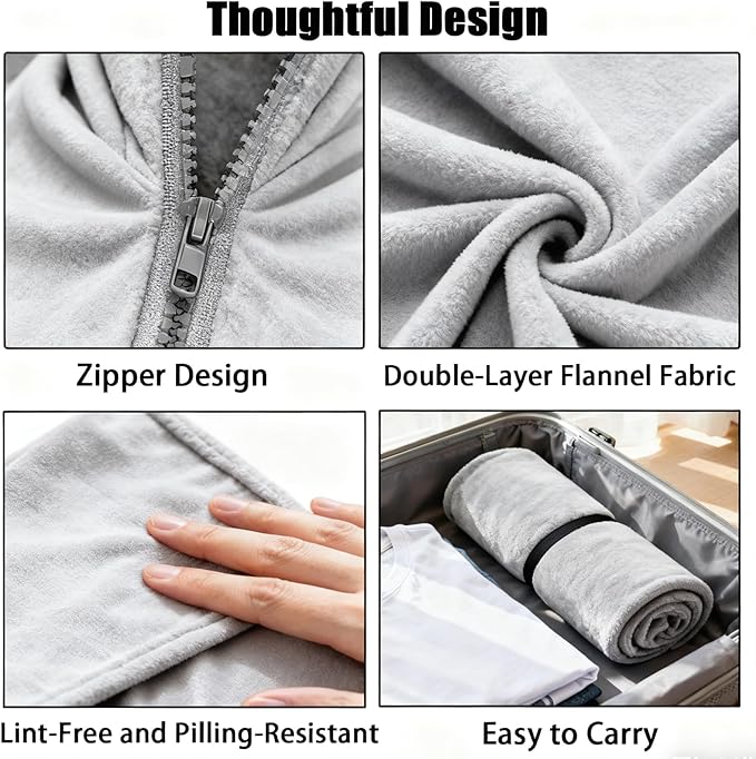 SNZ Wearable Blanket for Womens and Mens, Comfy Flannel Poncho, Snuggie Warm Shawl Wraps for Women, Birthday Gift Ideas
