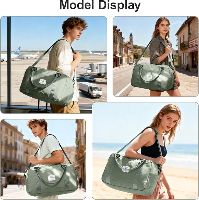 Vacuum Travel Bag for Women with Air Pump, Personal Item Carry on Bags with Seal Compression Pocket for Airlines, Weekender Overnight Bag for Women with Toiletry Bag，Green