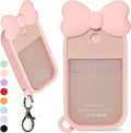 Silicone Bow Case Compatible with Touchland Hand Sanitizer Spray 1 oz (30 mL), Cute Holder with Keychain Clip, Gift for Girls