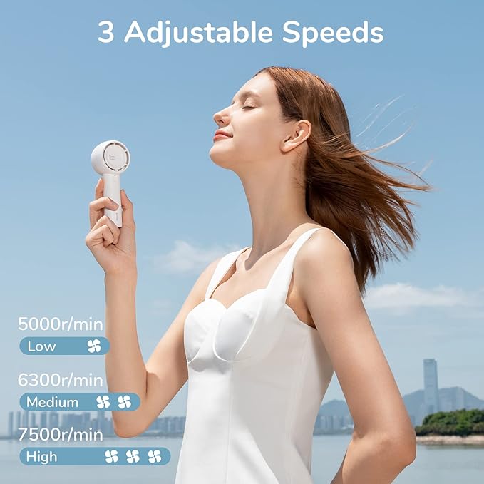 JISULIFE Mini Portable Fan-Bladeless Safe Design, Powerful Turbo Handheld Fan with 3 Speeds, USB Rechargeable, Small Pocket Design for Travel/Lash, Gifts For Girls/Women (Pack of 2)
