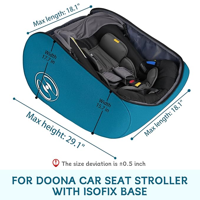 YOREPEK Padded Car Seat Travel Bag for Airplane, Compatible with Doona, Fit for Evenflo Shyft DualRide without Base, Infant Car Seat Bags with Lockable Zipper, Gate Check Stroller Bag for Baby Travel
