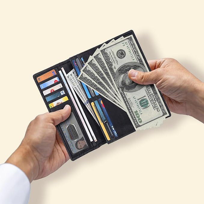 Real Leather Women Wallet Leather with RFID Blocking -Trifold Card Holder Designer Ladies Clutch with ID Window Wallets