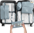 KPX 8 Set Packing Cubes for Travel, Luggage Packing Organizers Accessories Large Toiletries Bag for Clothes Shoes Cosmetics (Grey)