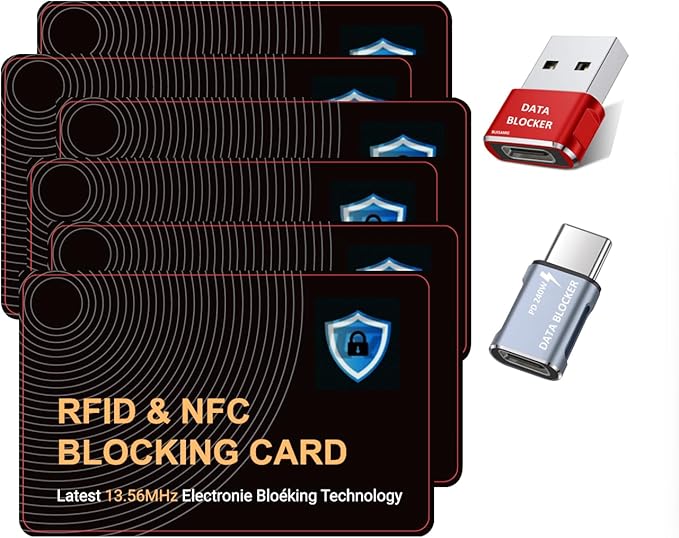 BUISAMG RFID Blocking Card, Credit card protector, One Card Protects Entire Wallet Purse, RFID/NFC Contactless Bank Card Protector, ID ATM Guard Card Blocker, Contains usb data blocker. 8-Pack