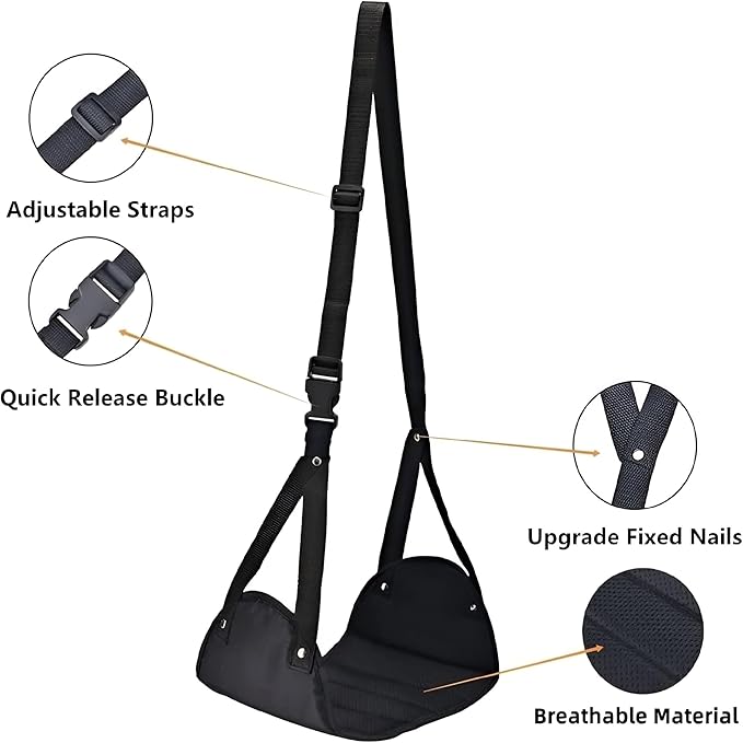 Foot Rest, Airplane Made with Premium Foam, Head Hammock Portable Travel Footrest Flight Carry-On Adjustable Height Travel AccessoriesHammock, Black
