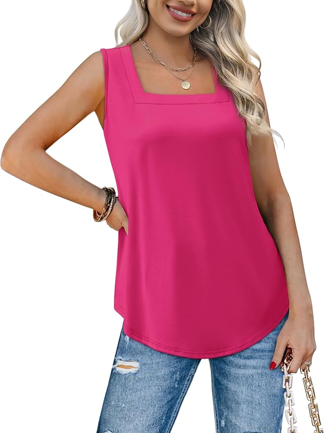 WIHOLL Women's Square Neck Tank Top