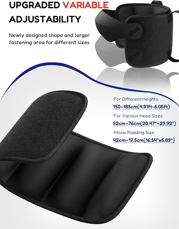 Travel Pillow for Airplane, Travel Pillow with Seat Strap and 3D Eye Mask to Firm Head, 360°Support Headrest No Bobblehead, Travel Essentials for Long Flight,Car Road Trip,Mottled Red