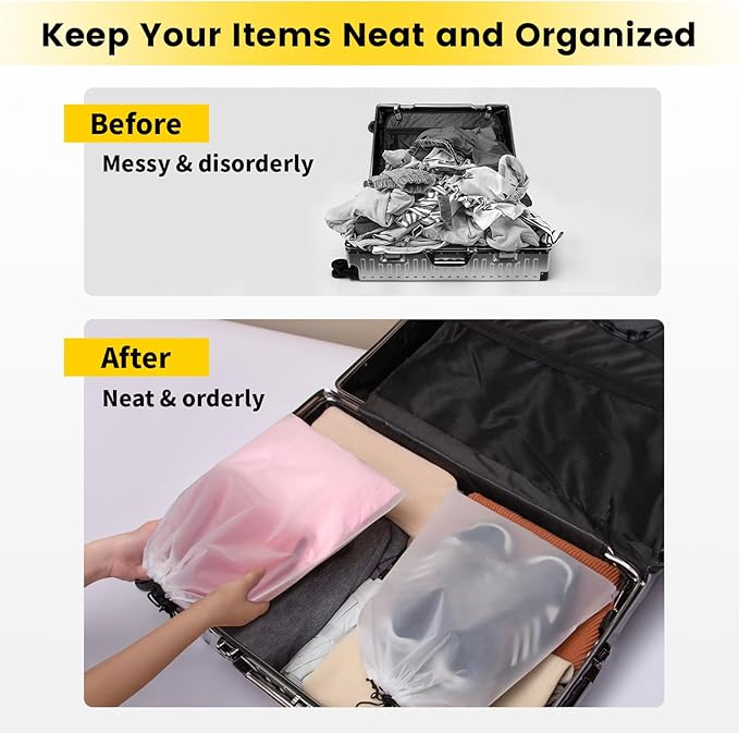 Vorspack Shoe Bags for Travel - 20 Pcs Transparent Drawstring Backpack Travel Shoe Bag Clear Drawstring Bag Large Shoe Organizer with Rope Travel Essentials for Men Women