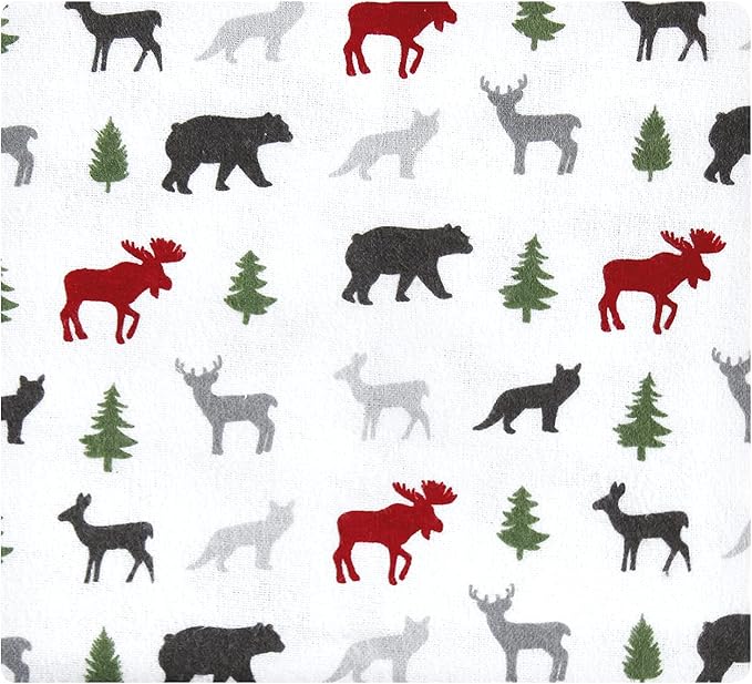 Hudson Baby Unisex Baby Cotton Flannel Receiving Blankets, Woodland Christmas, One Size