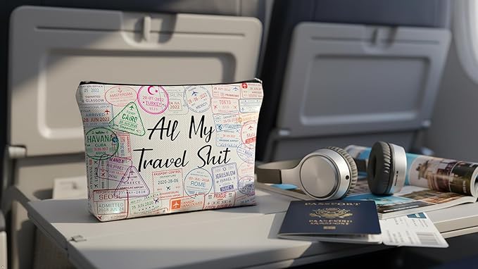 ZUYUROU Travel Airplane Essentials Cosmetic Bag for Packing and Luggage Organizer Gift Flight Attendant Travel Agent Lovers Gift Traveler Toilerty Bag
