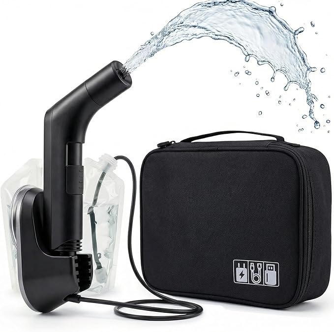 Portable Bidet Sprayer & 5L Water Bag – Rechargeable Travel Bidet, 2-Speed Flow Control, IPX6 Waterproof, 1.2m Hose & USB-C Charging – Perfect for Road Trips, Camping, RV Living & Postpartum Care!