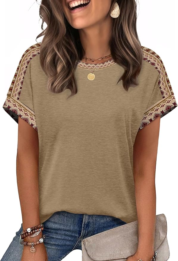WIHOLL Womens Tops Short Sleeve Shirts Summer Outfits 2026 Spring Dressy Casual Clothes Clothing