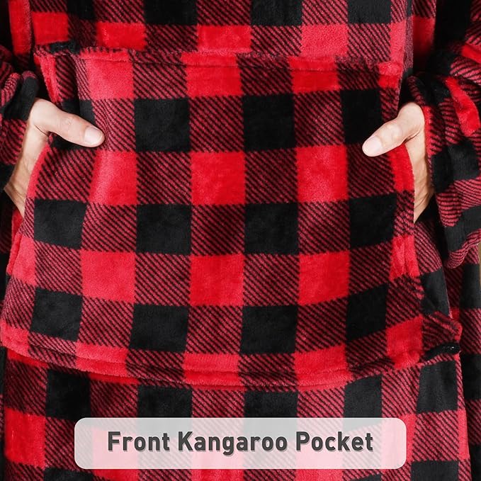 Catalonia Packable Travel Wearable Blanket Pillow with Sleeves for Adults, 2 in 1 Wearable Blanket with Pockets
