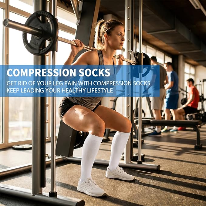 Sooverki Copper Compression Socks for Men & Women 8 Pack 15-20mmHg - Knee High Stockings Best Support for Running Athletic