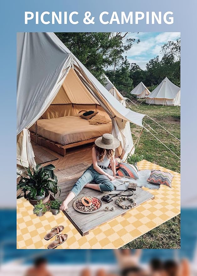Antfuny Giant Beach Towel Blanket Autumn Outing Stuff for Women & Men Road Trip Camping Gear Ship Cruise Gear Must Haves Extra Large XXL Yellow Plain PatternAirplane Accessories Travel Gadgets