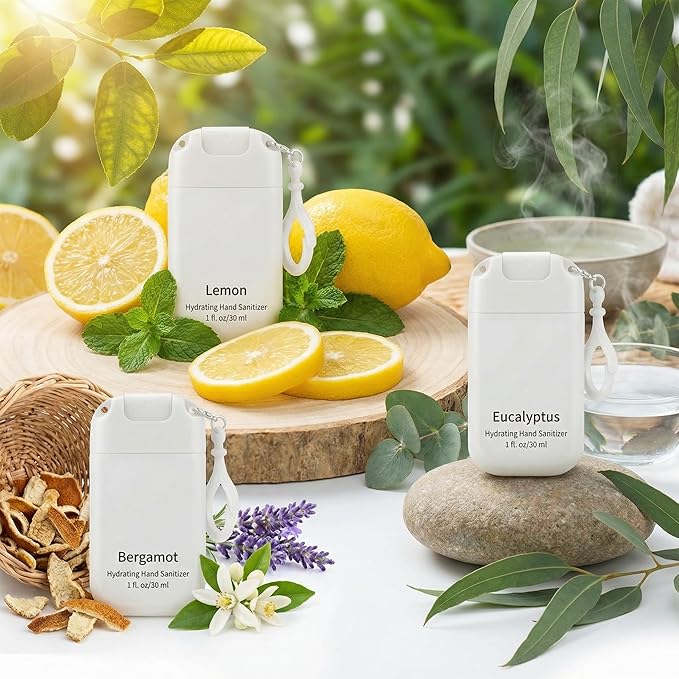 3 Pcs Power Mist Hydrating Hand Sanitizer Spray Bulk with Keychain Travel Size Hand Sanitizer Pocket 1 Fl. oz Spray Bottle for Daily Use Family Friends Teacher Nurse Employee Appreciation Gifts