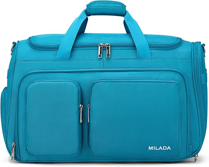 MILADA Carry On Luggage Bags for Travel Lightweight Personal Item Travel Bag Foldable Large Duffle Bag for Travel Tote Overnight Bags for Women Mens Weekender Bags, Caribbean Blue