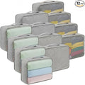 Kifmurase 12 Pcs Packing Cubes for Suitcase Travel Luggage Organizers Bulk Large Mesh Clothing Underwear Bags Foldable Laundry Bags for Hiking Camping Backpacking Clothes Accessories (Gray)