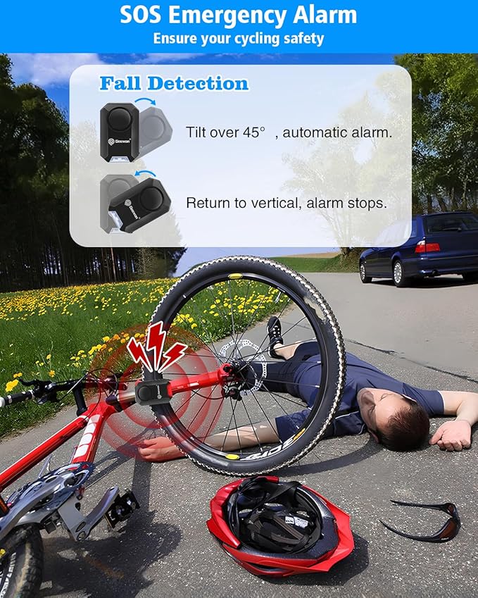 Geevon Loud 135dB Bike Alarms for Ebikes, Wireless Bike Alarm with Remote, Anti-Theft Bicycle Motorcycle Alarm Wireless Security Sensor Alarms, IPX5 Waterproof