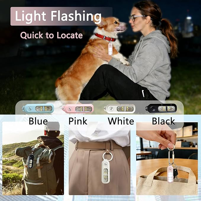 130DB Rechargeable Personal Alarm | One-Button Alarm | 4 Flash Light Modes | Equipped with a Back Clip | Free Keychain Included | Ideal for Women, Kids and the Elderl（Black