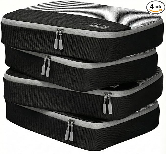 Dot&Dot Large Packing Cubes for Travel - Durable Mesh & Honeycomb Fabric Suitcase Organizer with Zipper Closure, Lightweight Expandable Clothes Bags for Carry On Luggage, 4 Pack Set