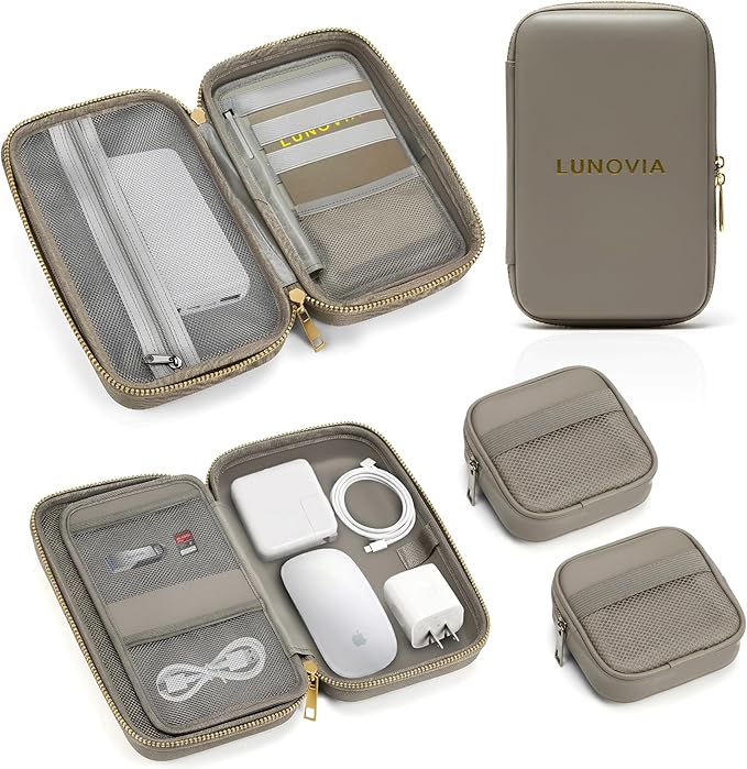 Hard Shell Tech Organizer – Protective Travel Case for Cables, Chargers & Accessories | Mid-Size Electronics Organizer with Removable Pouches