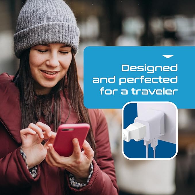 Ceptics Schuko, Germany, France, Spain Travel Adapter Plug with Dual USB - Usa Input Type E/F - Ultra Compact Perfect for Cell Phones, Laptop, Camera Chargers, iWatch, iPad, iPhone and More (CTU-9)