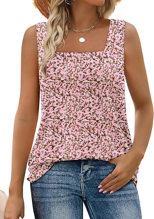 WIHOLL Women's Square Neck Tank Top