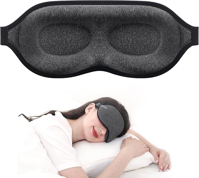 MZOO Luxury Sleep Mask for Back, Side Sleeper, Complete Light Blocking Sleeping Eye Mask Night Blindfold, 3D Zero Pressure & Lash Friendly, Breathable Soft Eye Cover Flight Nap Travel