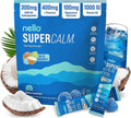 Nello Supercalm Drink Mix with Magnesium Glycinate, KSM 66 Ashwagandha, Vitamin D3 and L Theanine, Calm Powder Supplements for Relaxation Support, No Sugar, Travel Packets, 20 Ct, Blue Coconut