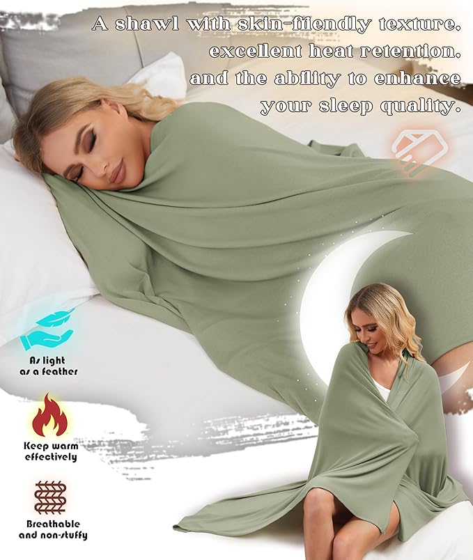 Tencel Cashmere Shawl Wraps for Women,Pashmina Stole Airplane Travel Wool Scarf Blanket Wrap Lightweight UPF 50+