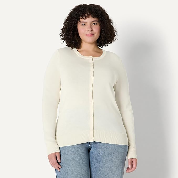 Amazon Essentials Women's Lightweight Crewneck Cardigan Sweater (Available in Plus Size)