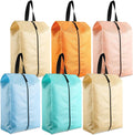 6 Pcs Travel Shoe Bags with Zipper Portable Suitcase Shoe Organizer Packing for Men Women Nylon Multicolor (L,Pastel)