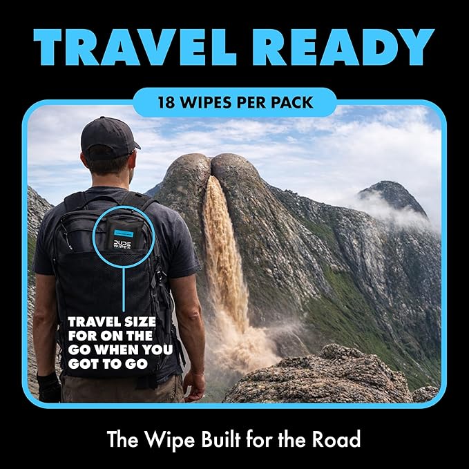 DUDE Wipes Unscented Travel Wipes - 1 pack (18 Count) - Extra-Large Adult Flushable Wipes for Sensitive Skin - Infused with Vitamin E and Aloe - Septic and Sewer Safe