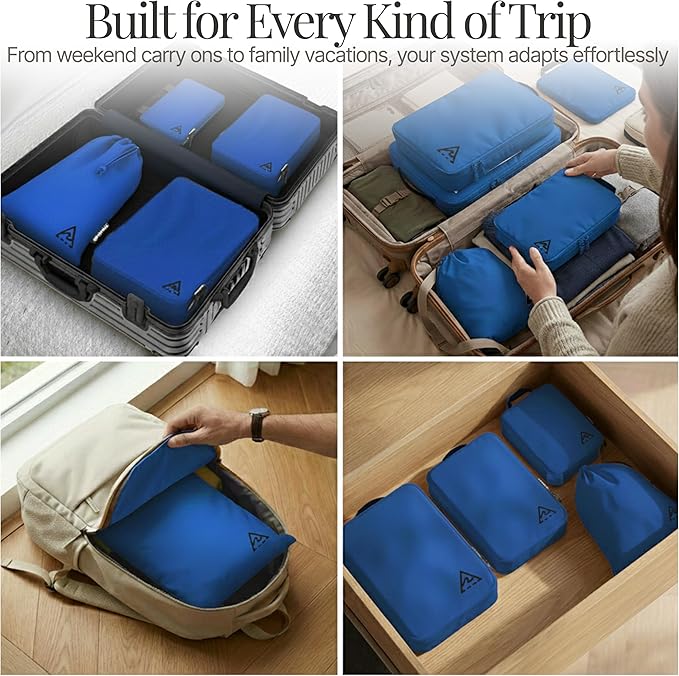 4-Piece Luxury Compression Packing Cubes & Bags for Travel – Maximize Space in Luggage with HybridMax Double-Capacity Design, 50 Luggage Tags, Patented Suitcase Organizer Bags, Lifetime Satisfaction