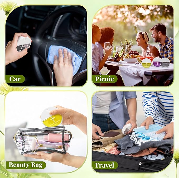 3 Pcs Power Mist Hydrating Hand Sanitizer Spray Bulk Travel Size Hand Sanitizer Pocket 1.2 oz Circular Spray Bottle for Daily Use Mother's Day Employee Staff Teacher Nurse Appreciation Gifts