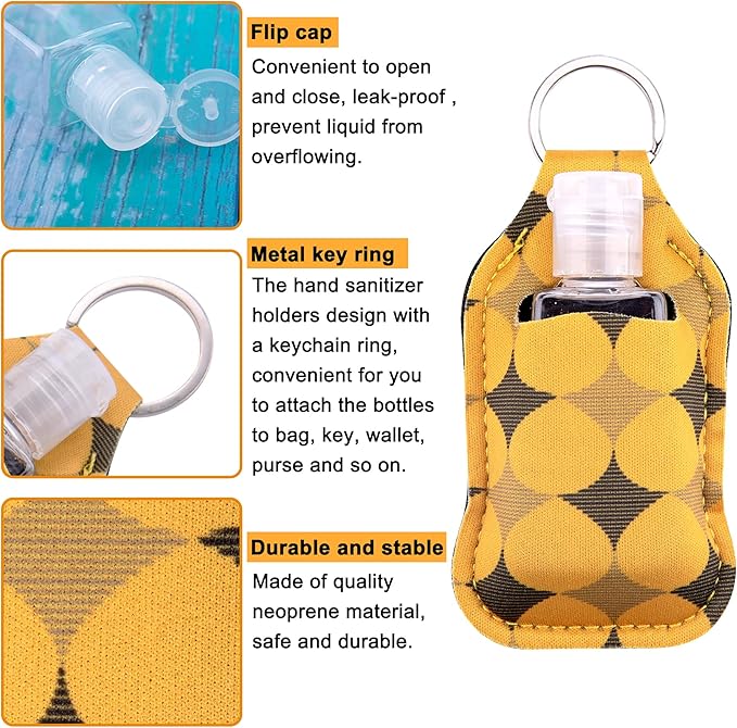 Duufin 60 Pcs Hand Sanitizer Keychain Holders Set with 30 Pcs Empty Bottles 30 Pcs Hand Sanitizer Holder for Backpack Purse