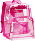 Vorspack Clear Backpack Heavy Duty PVC Transparent Backpack with Reinforced Strap Stitches & Large Capacity for College Workplace Security - Pink