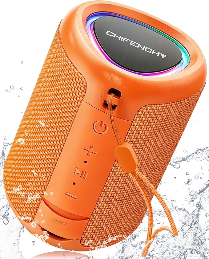 Portable Bluetooth Speaker Beach Essentials: Powerful Crystal Clear Sound/Dynamic Light/IPX5 Waterproof/All Day Playtime/Wireless BT 5.3/TWS Paring, Mom Gifts, Outdoor|Travel|Camping|Pool Accessories