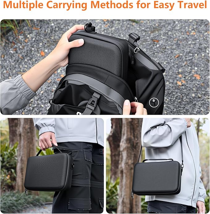AMAZEAR Carrying Case for DJI Osmo Action 6 Accessories, Compact Hard Shell Carry Bag with Shoulder Strap, Portable Camera Case for Travel, Organization, Storage, Protection, Black