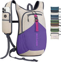 BECOJADDE 20L Small Hiking Backpack for Men Women Foldable Packable Back Pack Ultralight Hiking Daypack for Travel Camping Outdoor, Beige Purple