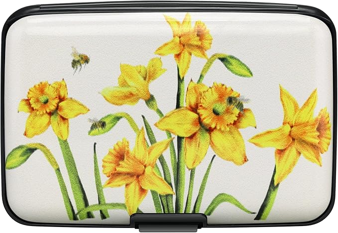 ELFISH Mini RFID Aluminum Wallet Credit Cards Holder Business Card Case Metal ID Case for Men Women(Yellow Narcissus)