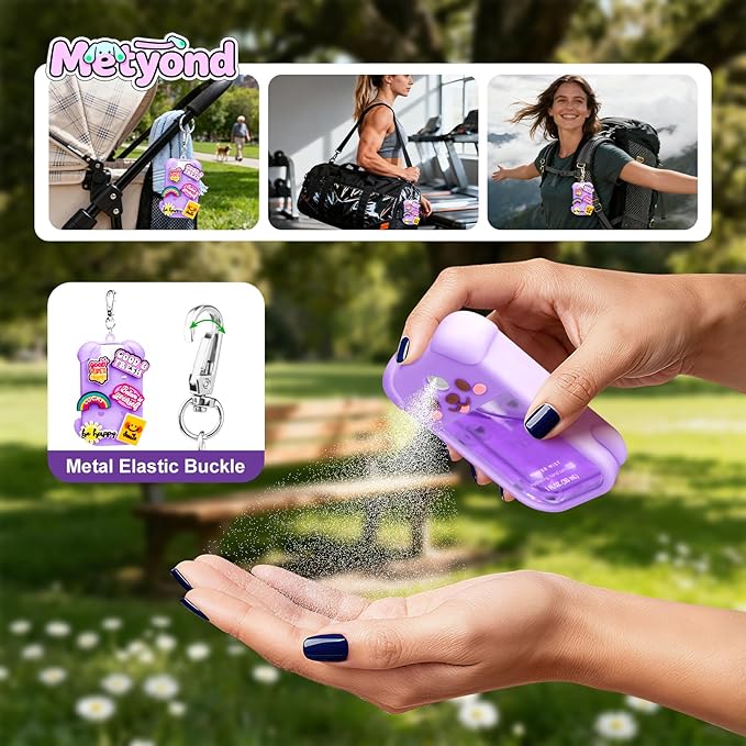 Metyond Dog Silicone Case for Touchland Hand Sanitizer Spray Power Mist 1 FL OZ/30ML for Touchland Case with Keychain, with Cute Charms Accessory Cute Travel Case (1PCS Purple)
