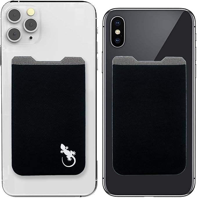 Phone Wallet - Adhesive Card Holder - Cell Phone Pouch - Stick on Lycra Pocket by Gecko - Carry Credit Cards and Cash