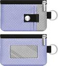 Minimalist RFID Blocking Small Wallet with ID Window,WaterResistant Zip Id Case Wallet with Lanyard Keychain for Cards,Cash,Travel,Women,Men (Lavender Purple/Light gray)