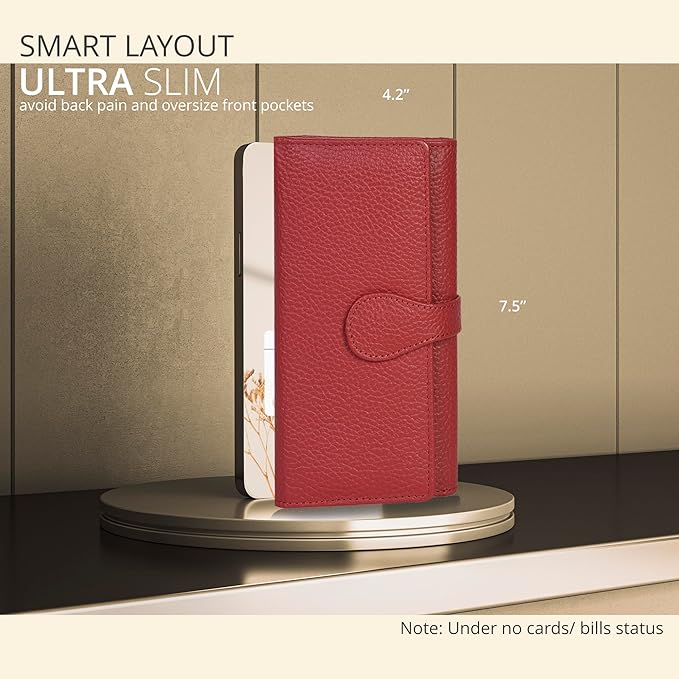 Real Leather Women Wallet Leather with RFID Blocking -Trifold Card Holder Designer Ladies Clutch with ID Window Wallets
