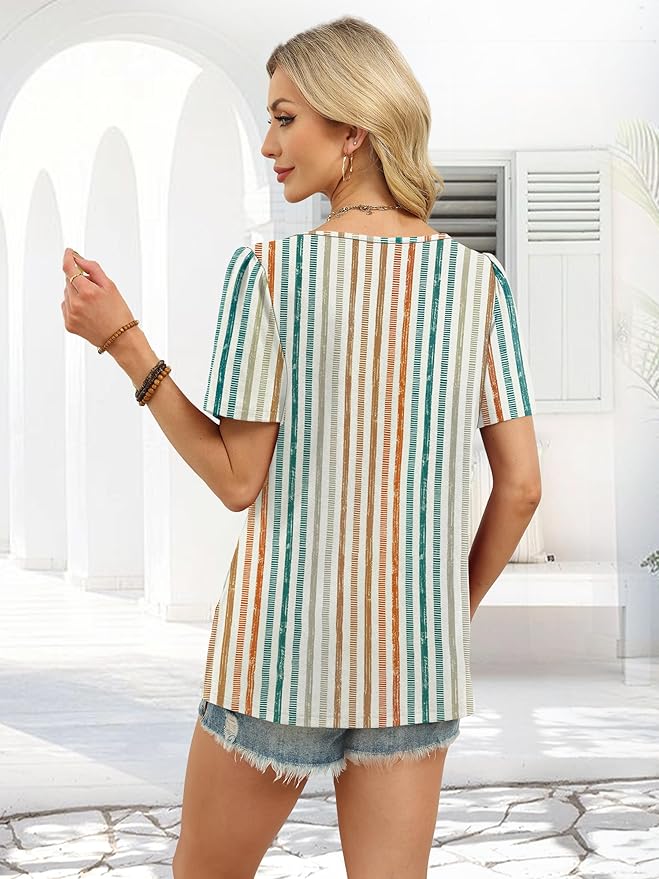 WIHOLL Womens Summer Tops Short Sleeve Shirts Square Neck Spring Outfits 2026 Fashion Clothing Blouses