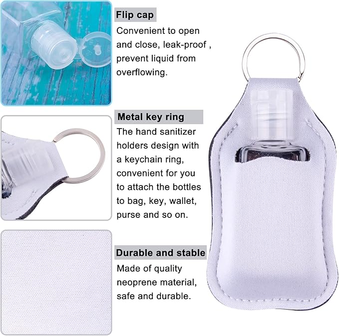 Duufin 60 Pieces Empty Travel Size Hand Sanitizer Bottles with Keychain Set Including 30 Pieces Clear Refillable Bottles and 30 Pieces Hand Sanitizer Holder Keychain for Backpack and Purse